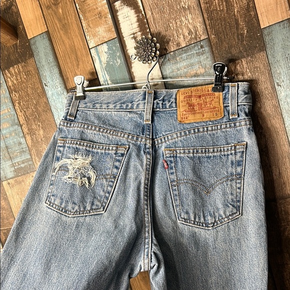 Levi’s 512 slim fit cotton raw hem jeans Distressed Blue Jeans - Picture 14 of 16